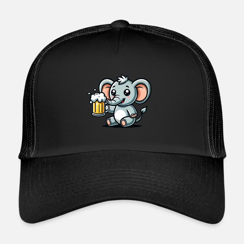 Cute Elephant Drinking Beer Trucker Cap