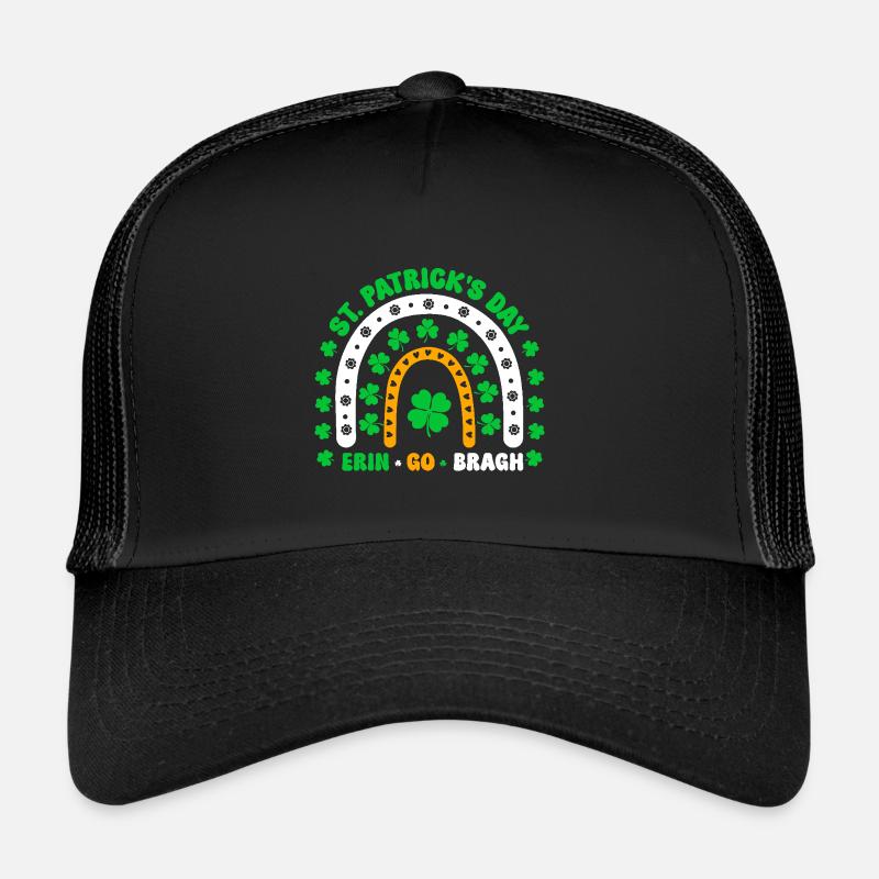 St. Patricks Day Boho Regenbogen Design mit Kleeblättern Trucker Cap