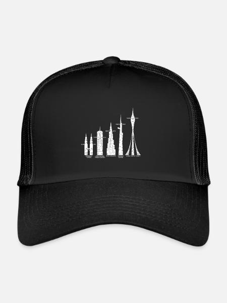 Tallest Skyscrapers Clouds Buildings Mega Towers - Trucker Cap - black/black - Front