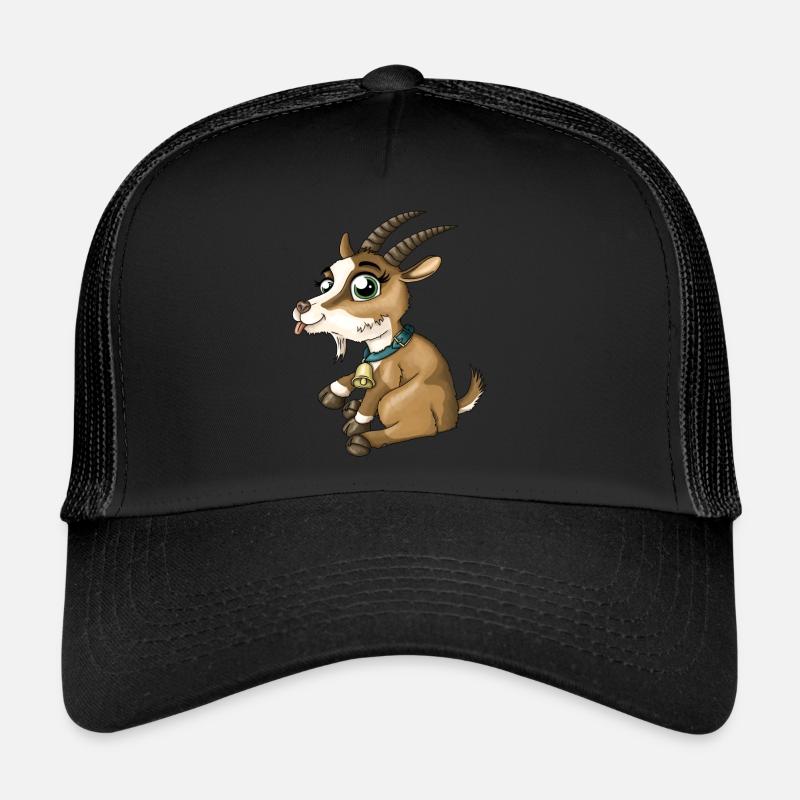 Chèvre drôle mignon - Casquette trucker  - noir/noir