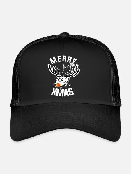 putain de noël noël renne drôle moche - Casquette trucker  - noir/noir - Devant
