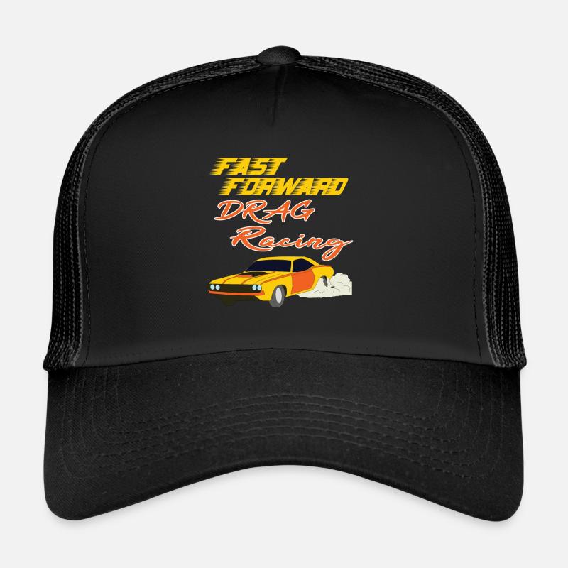 Seien Sie mit diesem "Fast Forward Drag Racing" Trucker Cap