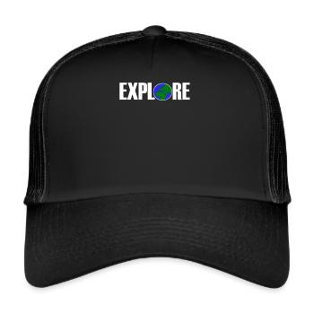 Explore Tour du monde Explorateur aventure cadeau - Casquette trucker  - noir/noir - Devant