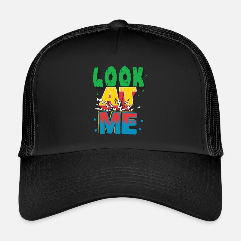 Look at me T-Shirt mit coolem Design - Trucker Cap - Schwarz/Schwarz