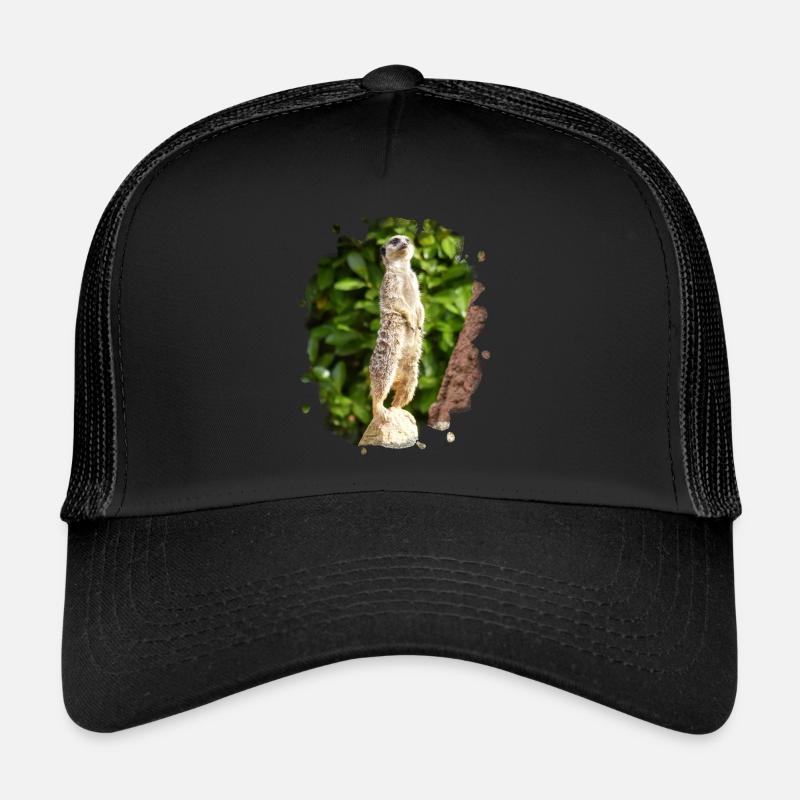 Ein Erdmännchen passt auf. - Trucker Cap - Schwarz/Schwarz