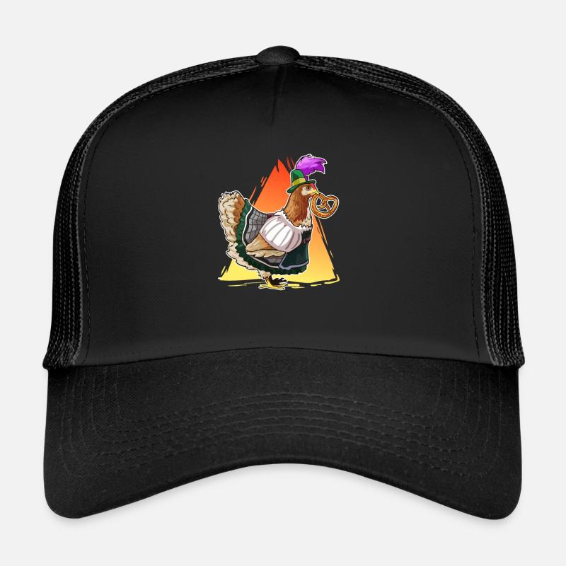 Chicken dirndl bavaria pretzel gift Trucker Cap