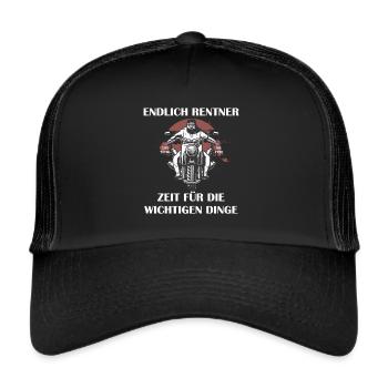 Rentner Motorrad Motorradfahrer - Trucker Cap - Schwarz/Schwarz - Vorne