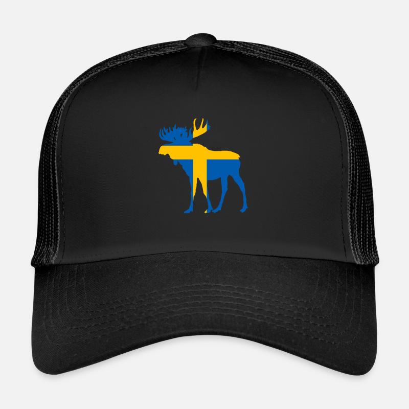 Sweden Moose Flag - Trucker Cap - black/black