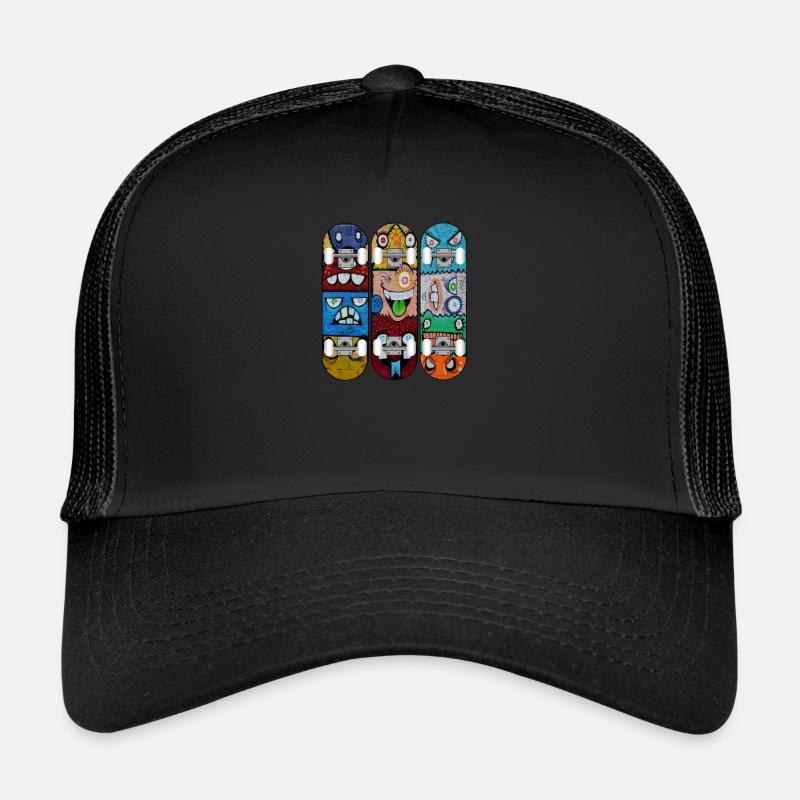 Cadeau de patineur Monster Deck Graffiti Skateboard Casquette trucker 