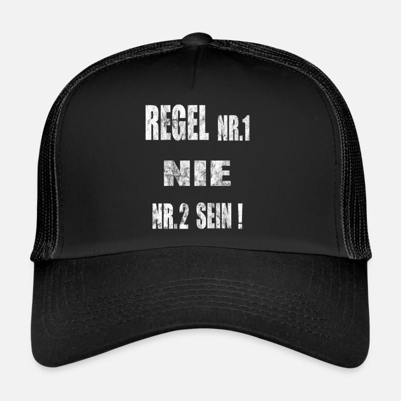 Regel Nummer 1 nie Nummer 2 sein! Cooler Spruch - Trucker Cap - Schwarz/Schwarz
