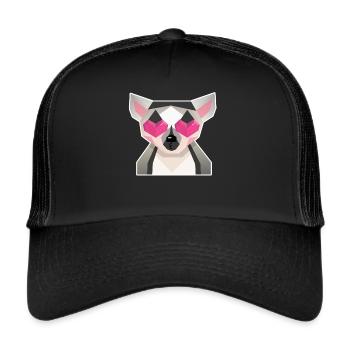 Lemur Madagaskar Liebe - Trucker Cap - Schwarz/Schwarz - Vorne