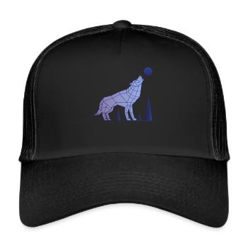 Wolf Alpha Abstrakt - Trucker Cap - Schwarz/Schwarz - Vorne