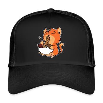 Cat Ramen Noodles - Trucker Cap - black/black - Front