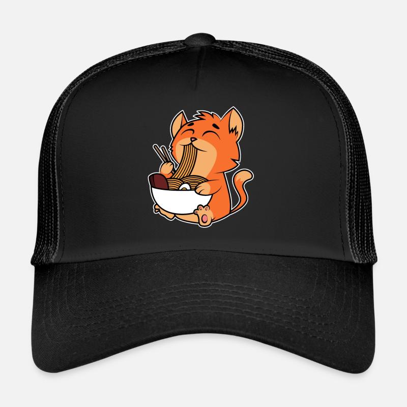 Chat Ramen Nouilles - Casquette trucker  - noir/noir