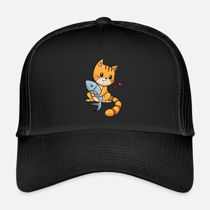 Cat with fish Trucker Cap