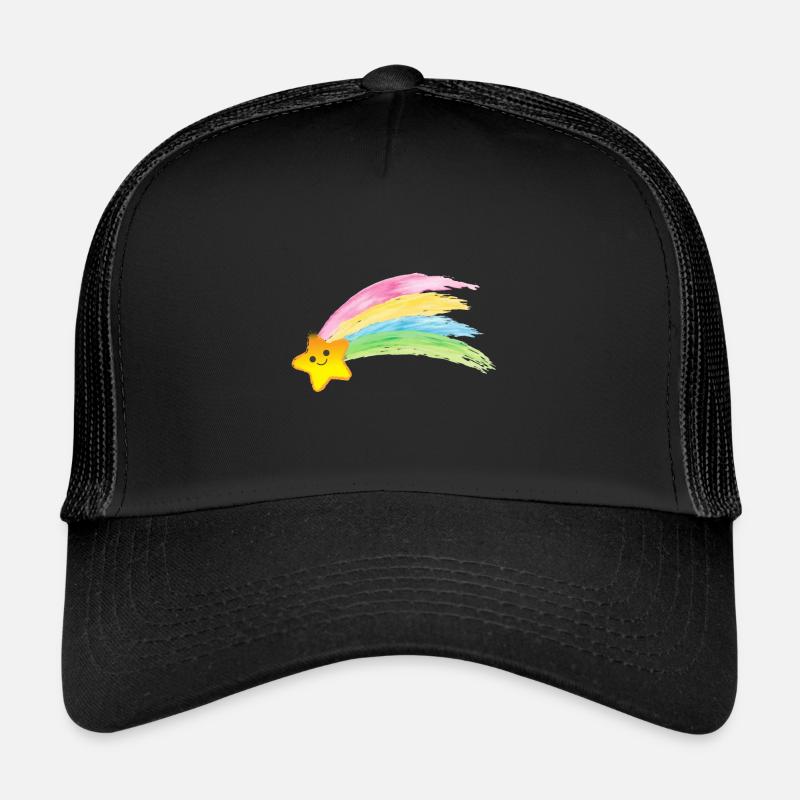 Süßer Regenbogen Stern Kinder Motiv - Trucker Cap - Schwarz/Schwarz