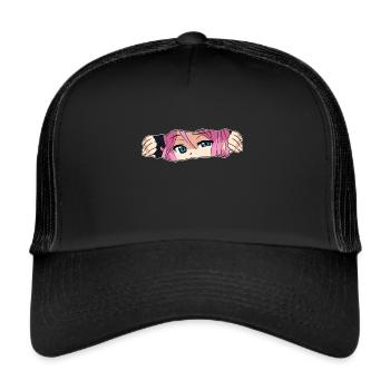 Anime Mädchen - Trucker Cap - Schwarz/Schwarz - Vorne