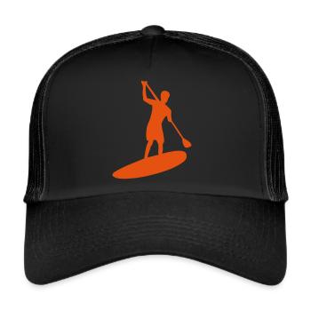 paddle board silhouette - Trucker Cap - Schwarz/Schwarz - Vorne