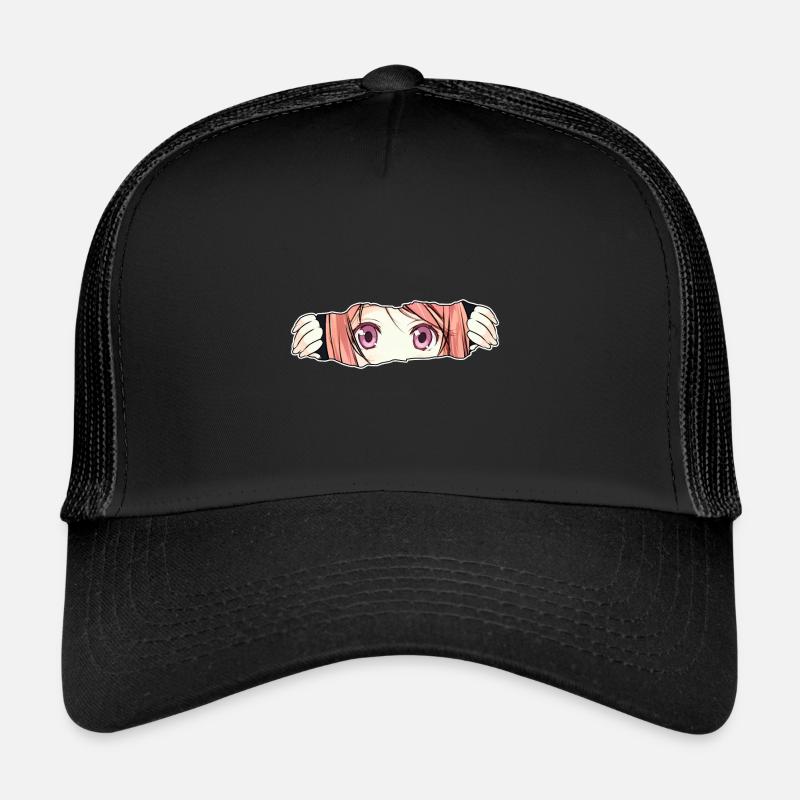 Anime pige store øjne - Trucker cap - sort/sort