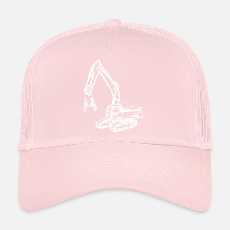 Excavator demolition grapple grapple white Trucker Cap