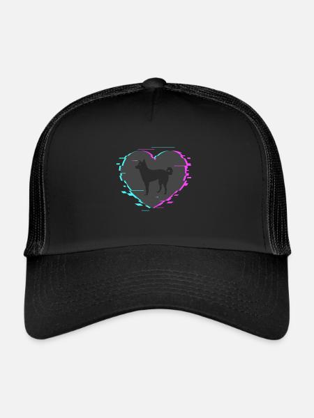 Canaan dog in the heart with retro look - Trucker Cap - black/black - Front
