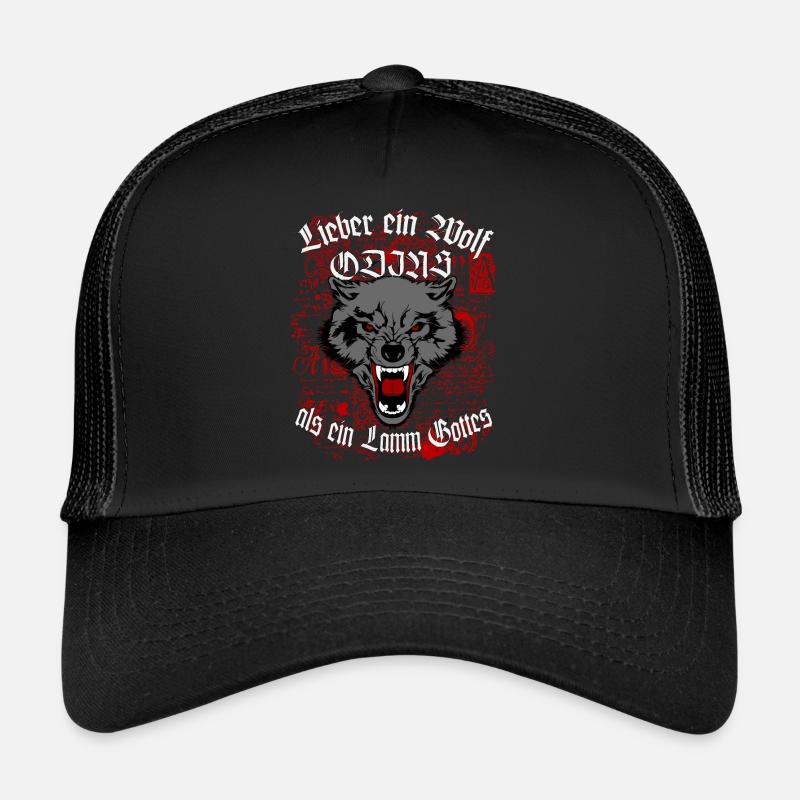 Wikinger Wolf Odins - Trucker Cap - Schwarz/Schwarz