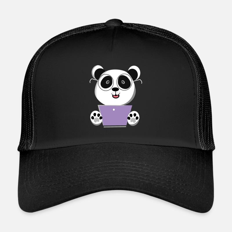 Ordinateur panda - Casquette trucker  - noir/noir