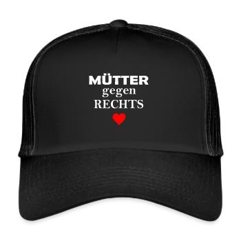 Mütter gegen Rechts Anti Rassismus FCK AFD Nazis - Trucker Cap - Schwarz/Schwarz - Vorne