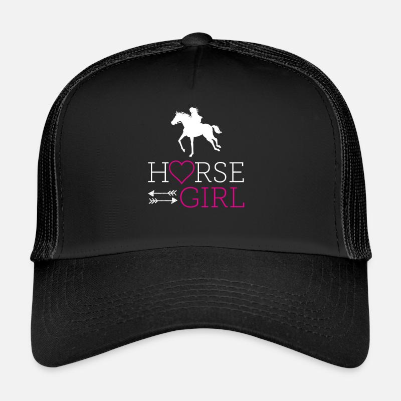 Fille de cheval j'aime mon cheval - Casquette trucker  - noir/noir