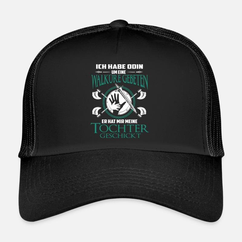 Vater Tochter Wikinger Partnerlook Spruch - Trucker Cap - Schwarz/Schwarz