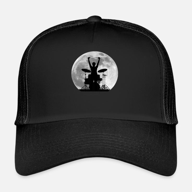 Batteur batterie lune - Casquette trucker  - noir/noir