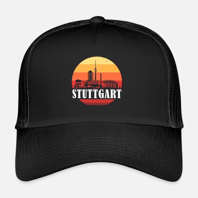 Stuttgart Retro Skyline - Trucker Cap - Schwarz/Schwarz