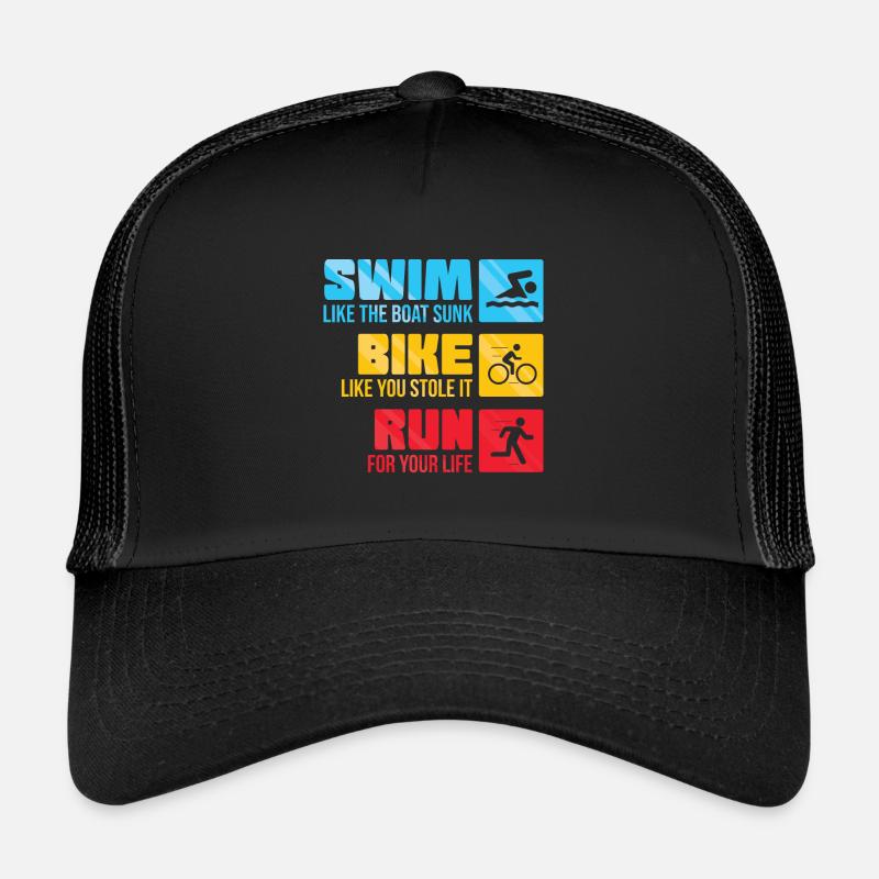 Triathlon Motivation Spruch - Trucker Cap - Schwarz/Schwarz