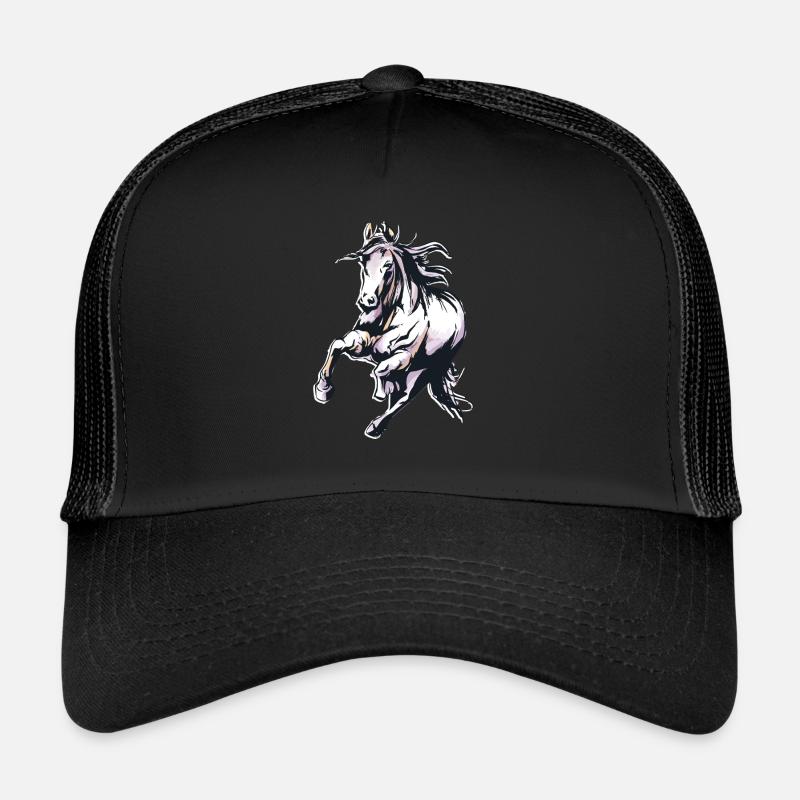 Cheval aquarelle graphique chevaux équitation amour Casquette trucker 