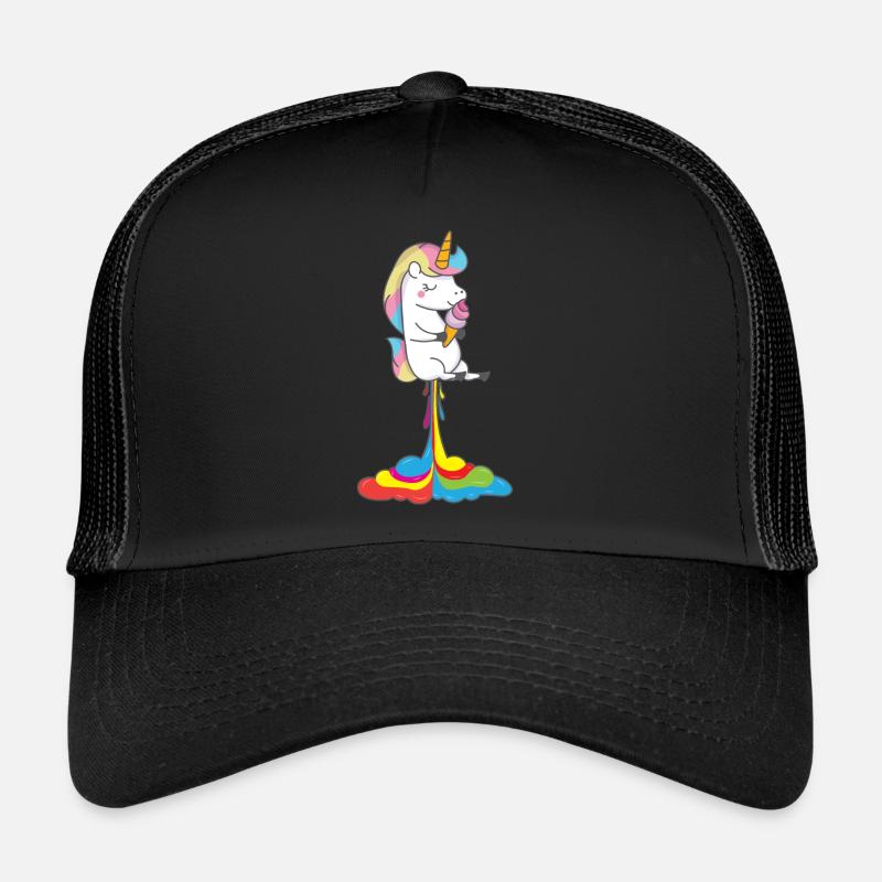 Einhorn Einhörner Pups - Trucker Cap - Schwarz/Schwarz
