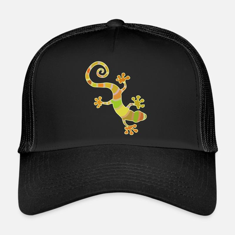 farbiger Gecko - Trucker Cap - Schwarz/Schwarz