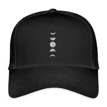 Mond Vollmond Astronomie Sterne Weltall Astronaut - Trucker Cap - Schwarz/Schwarz - Vorne