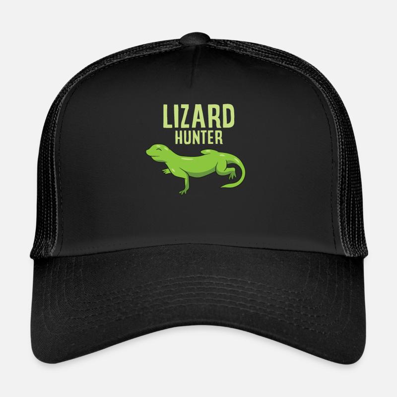 Lustige Eidechsen Jäger Reptil Eidechse - Trucker Cap - Schwarz/Schwarz