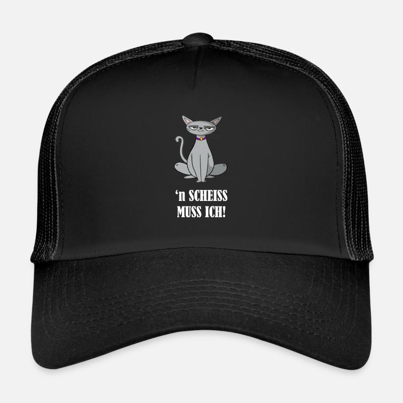 'n scheiss muss ich - grimmige Katze Trucker Cap