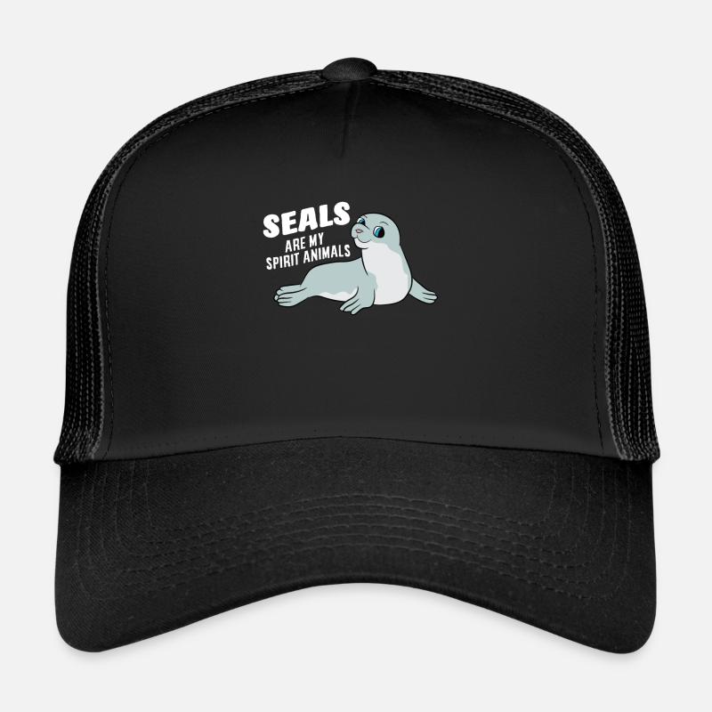 Robben sind mein Lieblingstiere Süße Robbe - Trucker Cap - Schwarz/Schwarz