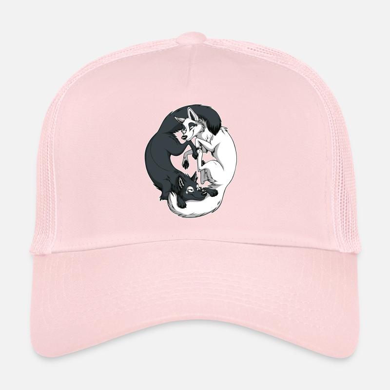 Yin Yang Foxes (bordure blanche) Casquette trucker 