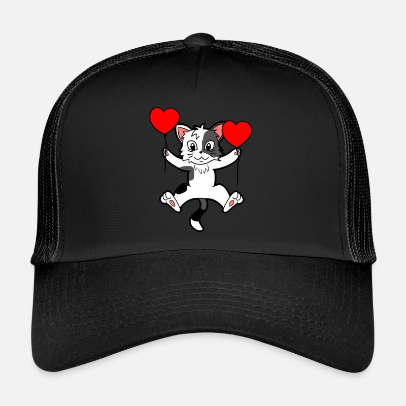 Anniversaire Salutations Chat Coeur Ballons Casquette trucker 