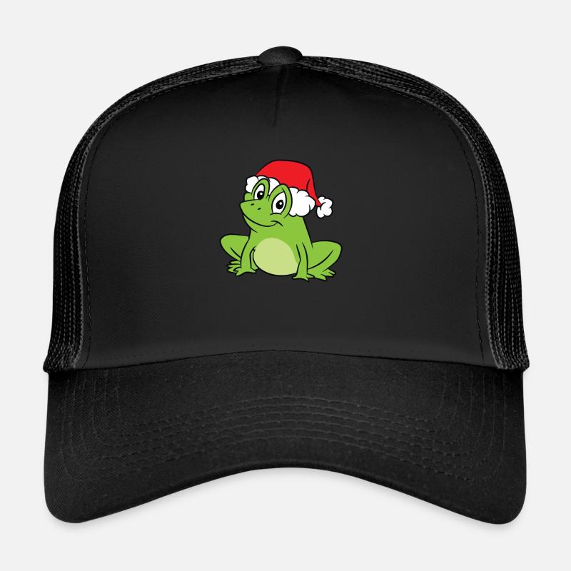 Frog With Santa Hat Funny Frogs Merry Christmas Trucker Cap