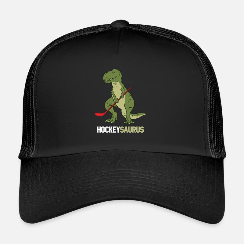 Dinosaurier Eishockey Dinosaurier Hockeysaurus - Trucker Cap - Schwarz/Schwarz