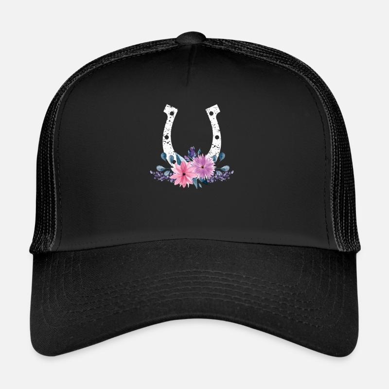Cheval amant floral cadeau mignon fer à cheval en fleurs Casquette trucker 