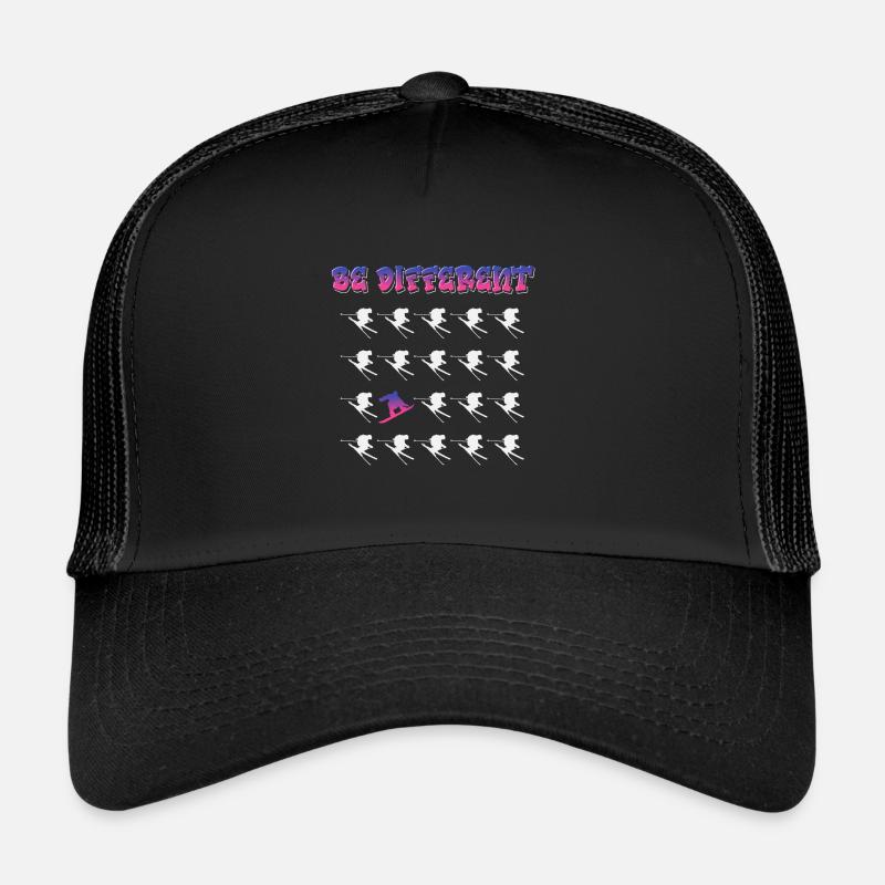 Ski Snowboard Spruch Wintersport Skipiste Geschenk - Trucker Cap - Schwarz/Schwarz