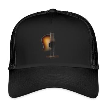Gitarre | Akustik / Akustische Gitarre - Trucker Cap - Schwarz/Schwarz - Vorne