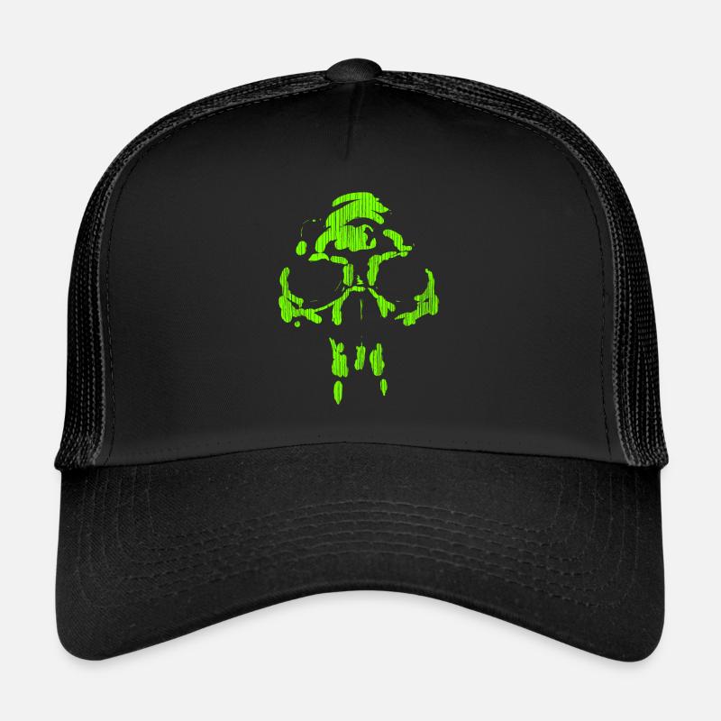 Neanderthal neon skull - minimal horror Trucker Cap