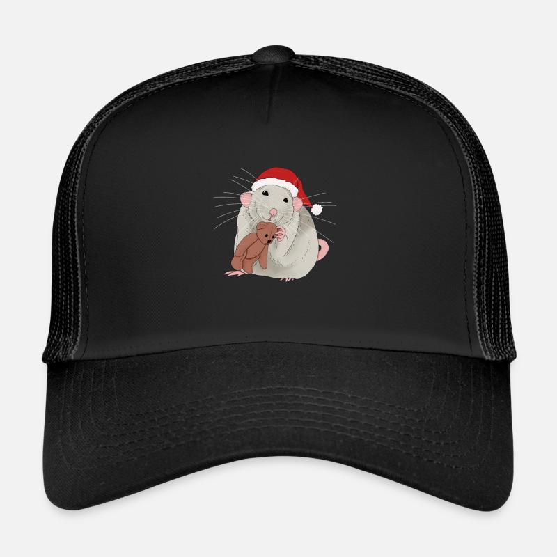 Weihnachtsratte - Trucker Cap - Schwarz/Schwarz