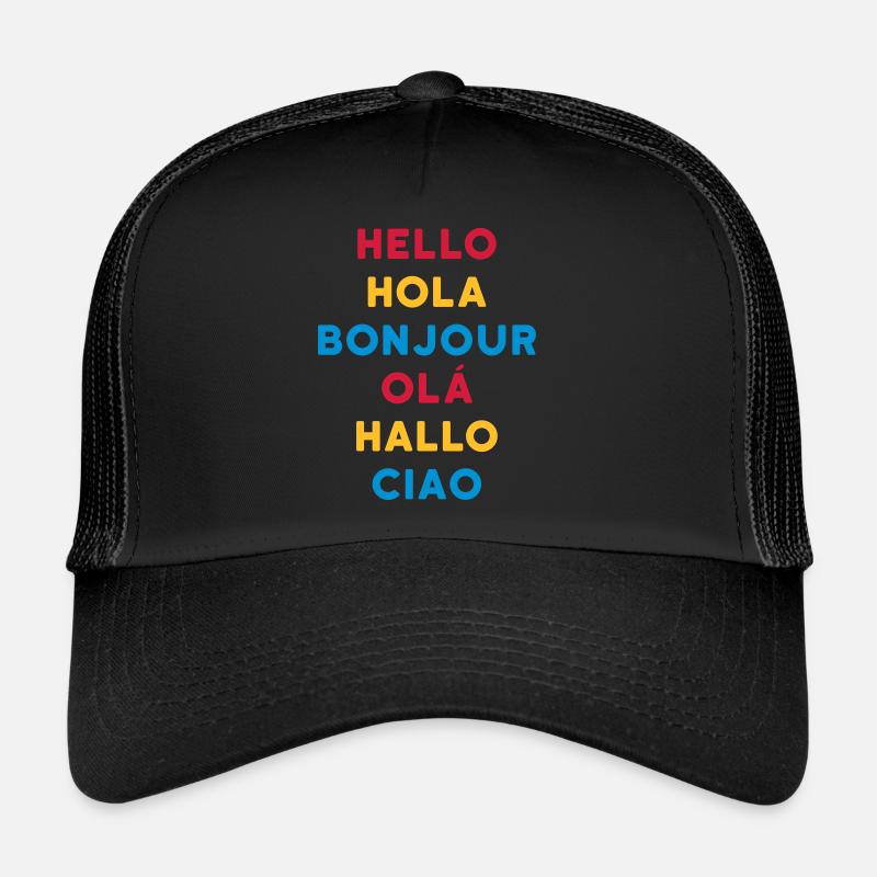 ★ Les couleurs de conception peuvent être modifiées ★ Bonjour Hola Bonjour Olá Casquette trucker 